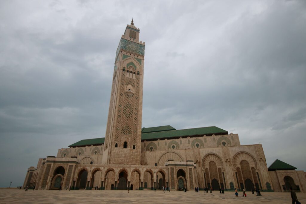 The monumental Hassan II Mosque on Casablanca's coastline