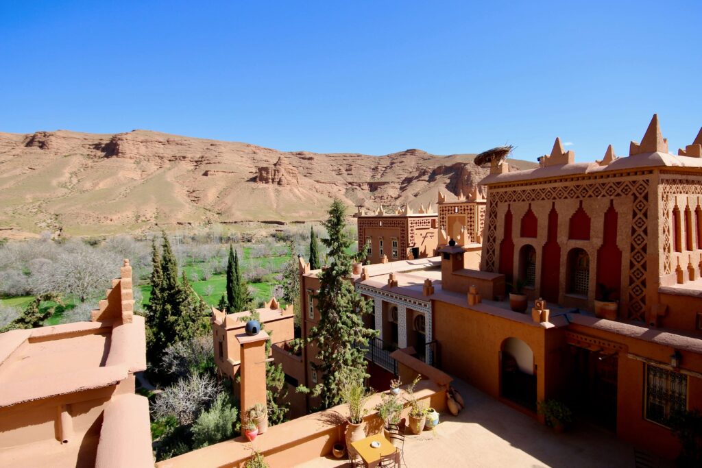 Views across Dades Gorge from the terrace of Dar Jnan Tioura Dades