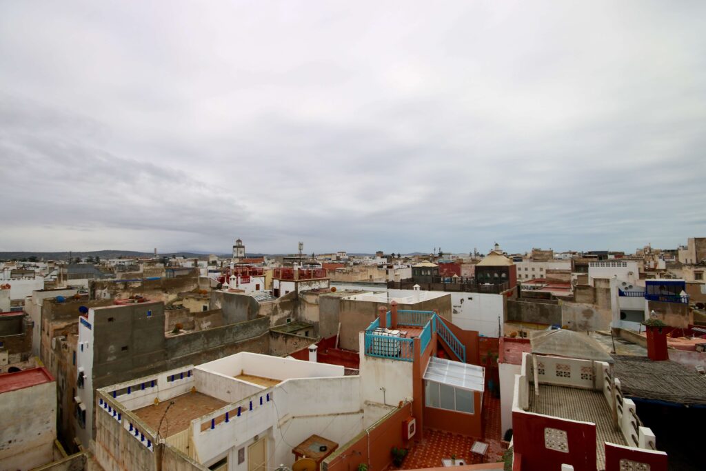 Looking across the colourful rooftops of Essaouira