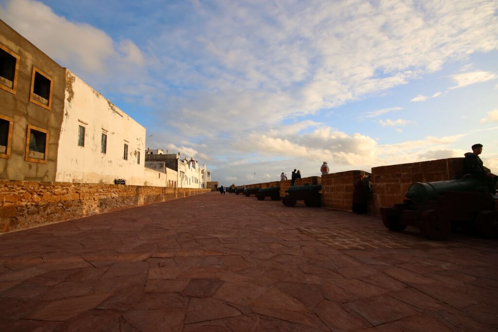 The ramparts of Essaouira's Skala de la Kasbah at sunset