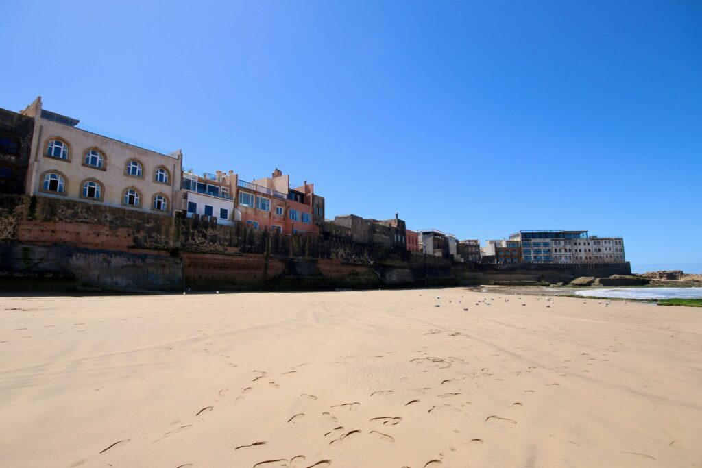 A stretch of beach below the ancient ramparts of Essaouira