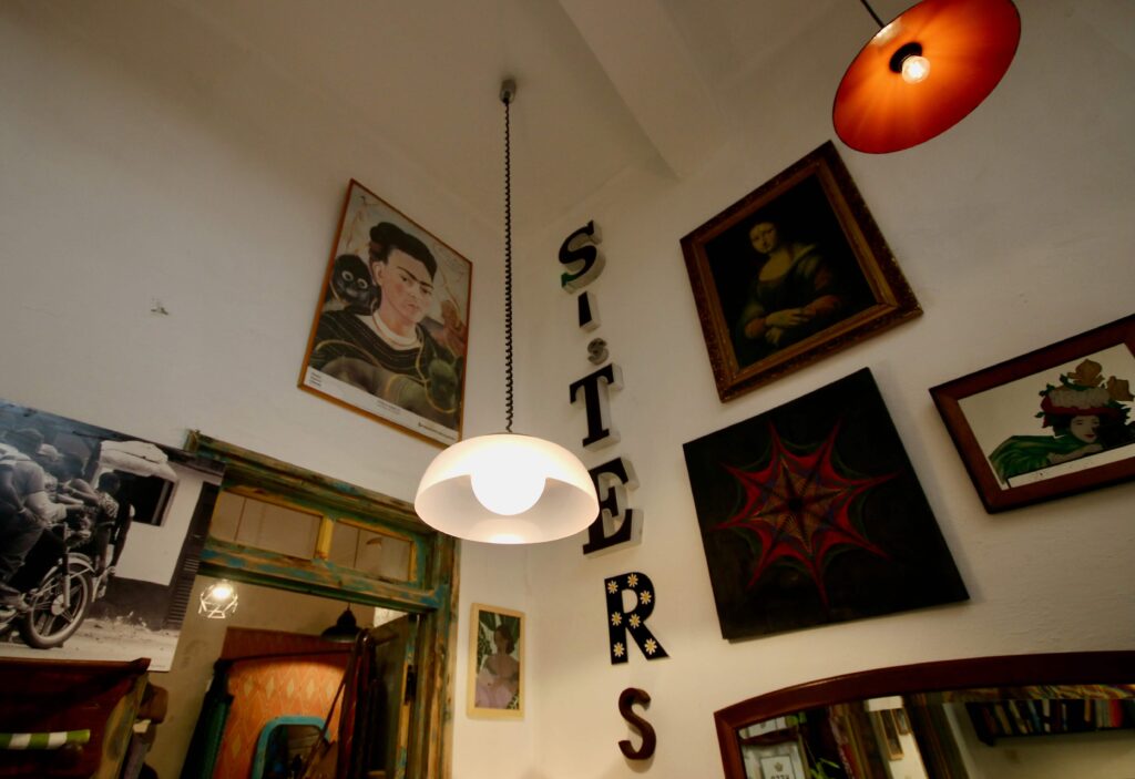 Inside the eclectically decorated Sisterhood cafe in Essaouira