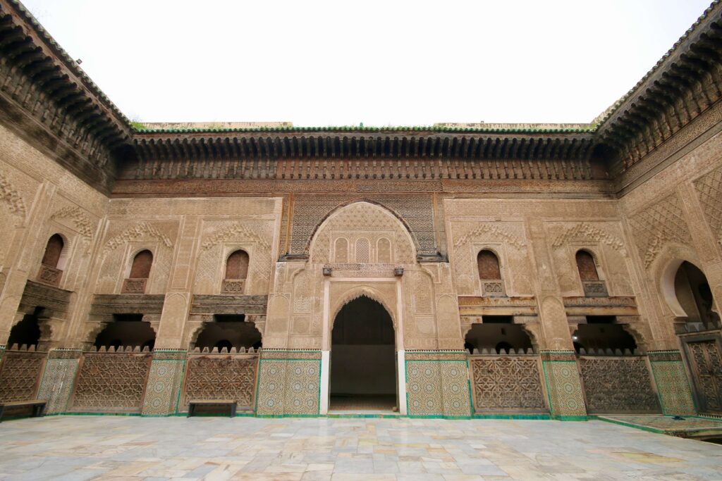 The impressive central courtyard of Bou Inania Madrasa - a popular attraction on a one-day itinerary for Fes