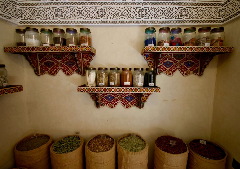 Spices on display at the Moroccan Museum of Culinary Art in Marrakech