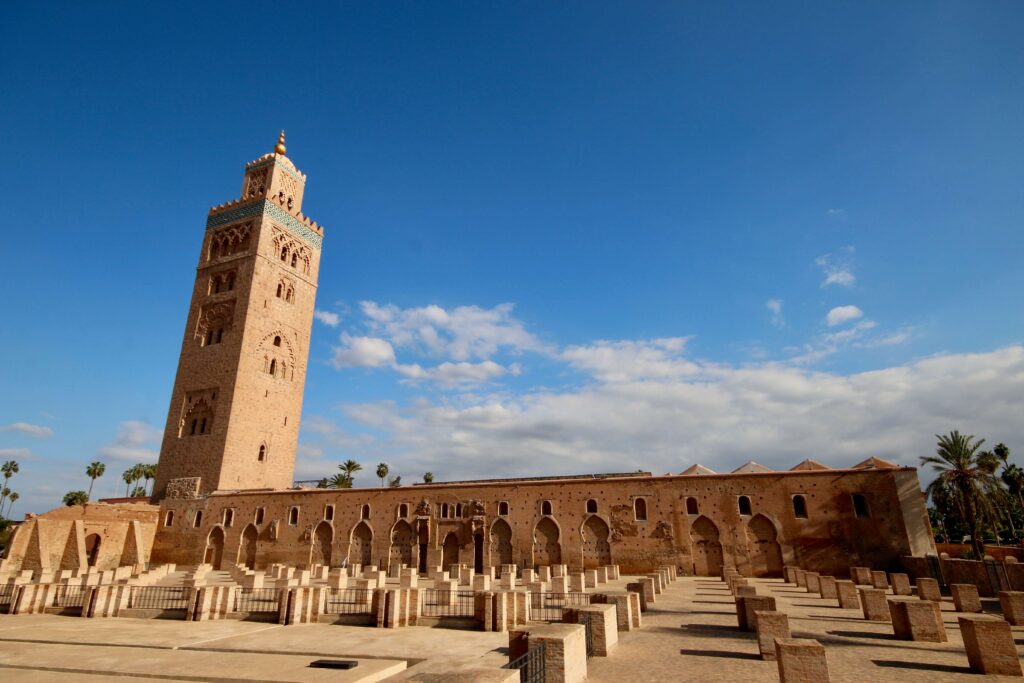 The iconic minaret of Koutoubia Mosque in Marrakech