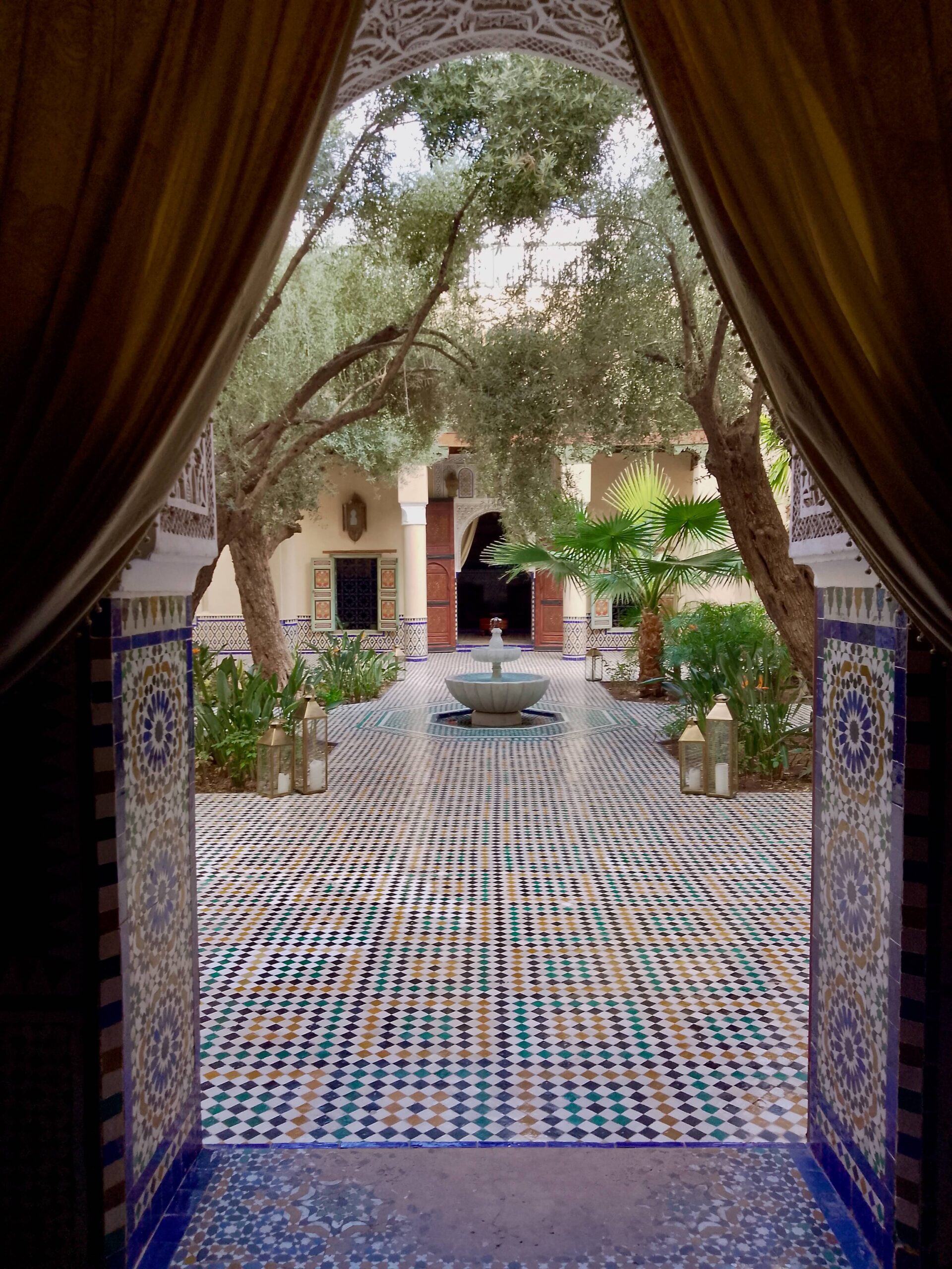 Looking into the courtyard of the Moroccan Culinary Arts Museum in Marrakech
