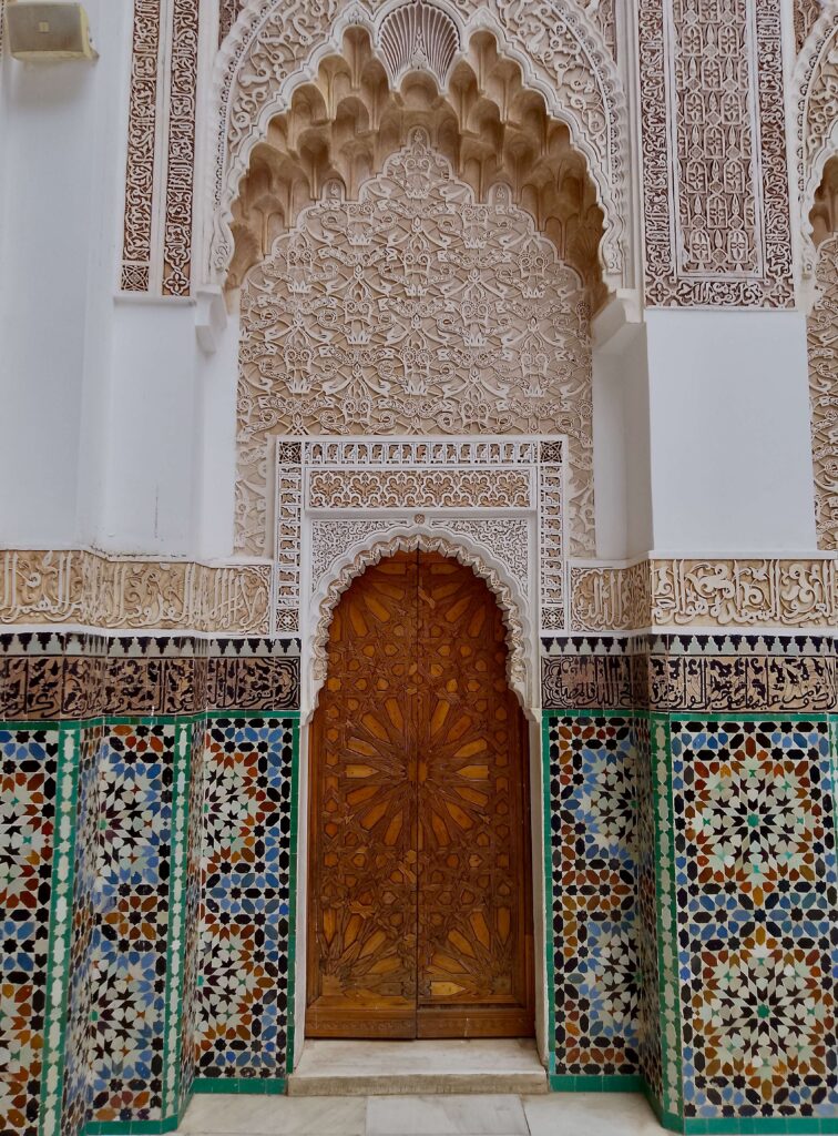 A decorative archway in the Madrasa Ben Youssef - one of the best museums in Marrakech