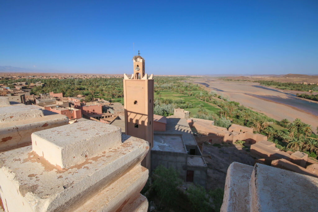 Looking across a palm oasis on the Route of 1000 Kasbahs in Morocco
