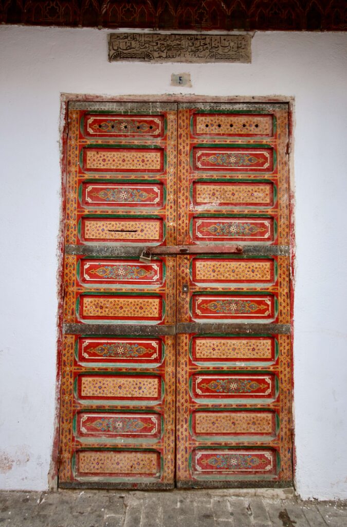 A beautifully painted wooden door in the Rabat medina