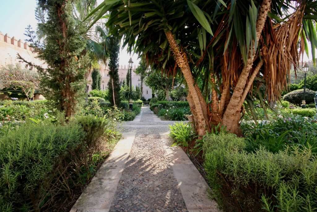A trail leads through the Andalusian Garden in Rabat