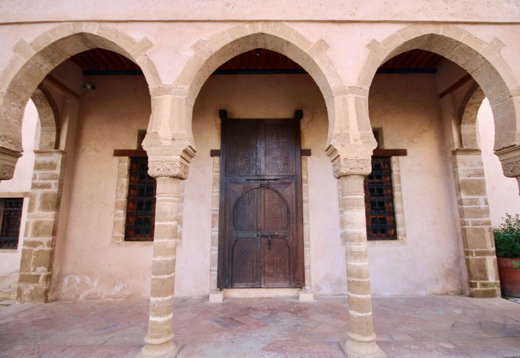 Ornate arches in the Kasbah of the Oudaias in Rabat, Morocco