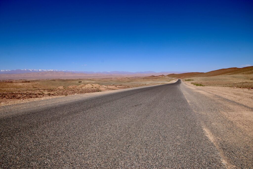 Best rental cars in Marrakech - A Marrakech rental car on a newly paved road near the Valley of Roses, Morocco