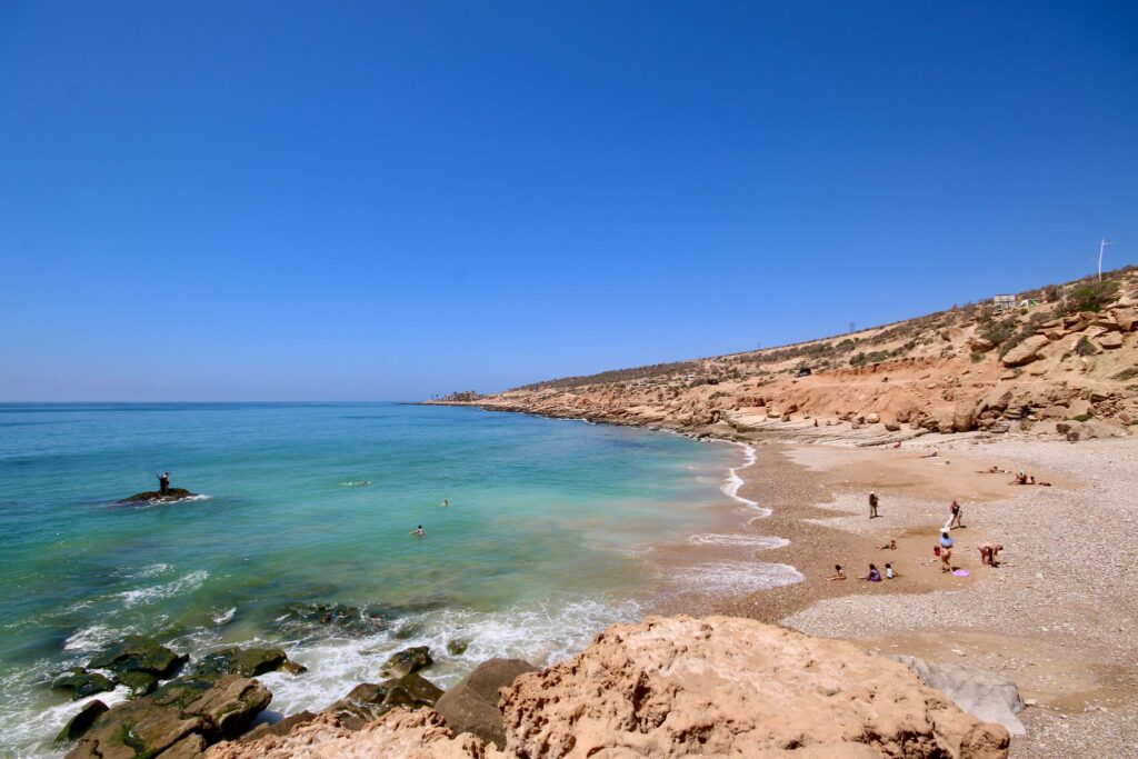 A pebbly beach near Taghazout, Morocco