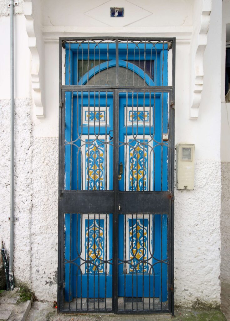 Best museums in Tangier A beautifully painted blue door in the Kasbah district of Tangier, Morocco