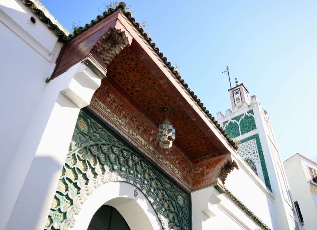 Gazing up at the green minaret of the Grand Mosque of Tangier