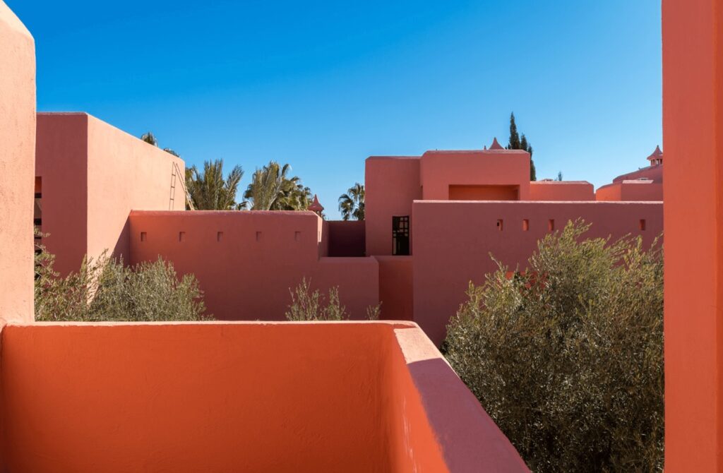 Ochre-walled architecture at a resort in Marrakech