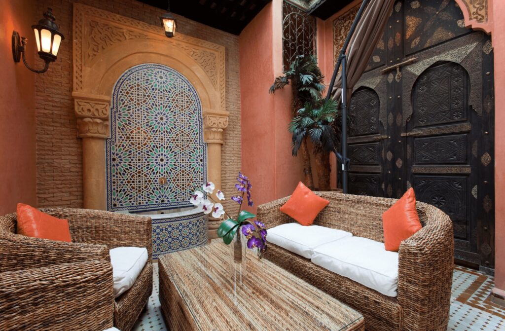 An Andalusian-style patio at the Art Palace Suites & Spa, one of the best luxury hotels in Casablanca