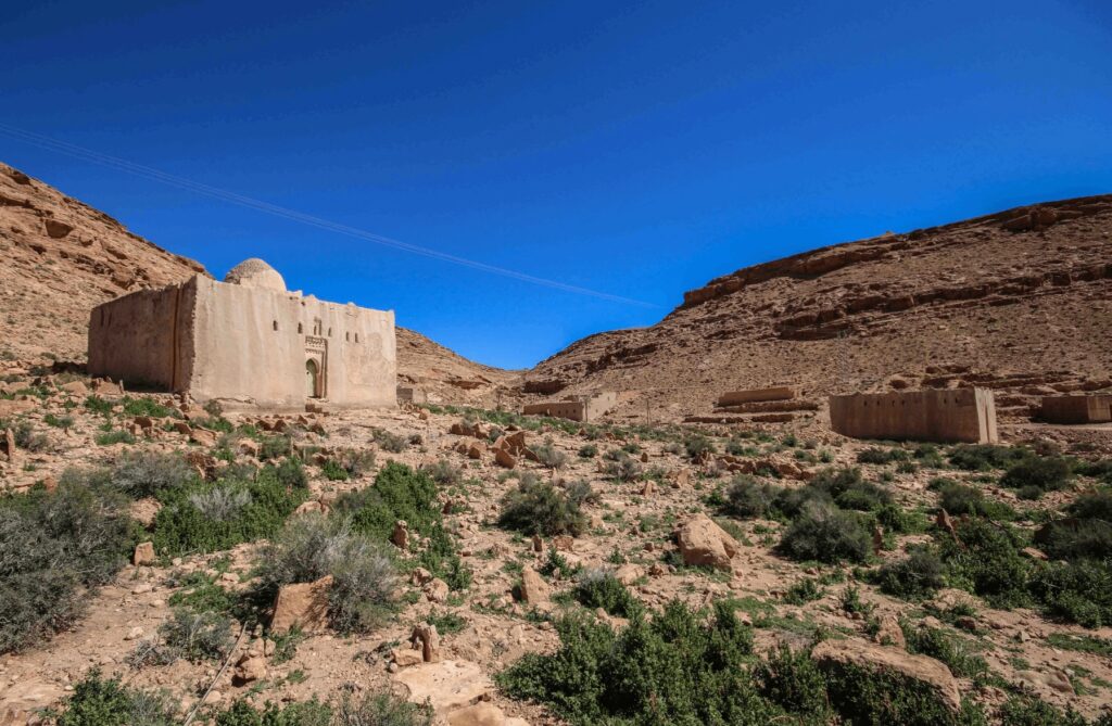 Ruined buildings in the foothills of the Atlas Mountains on a day trip from Marrakech