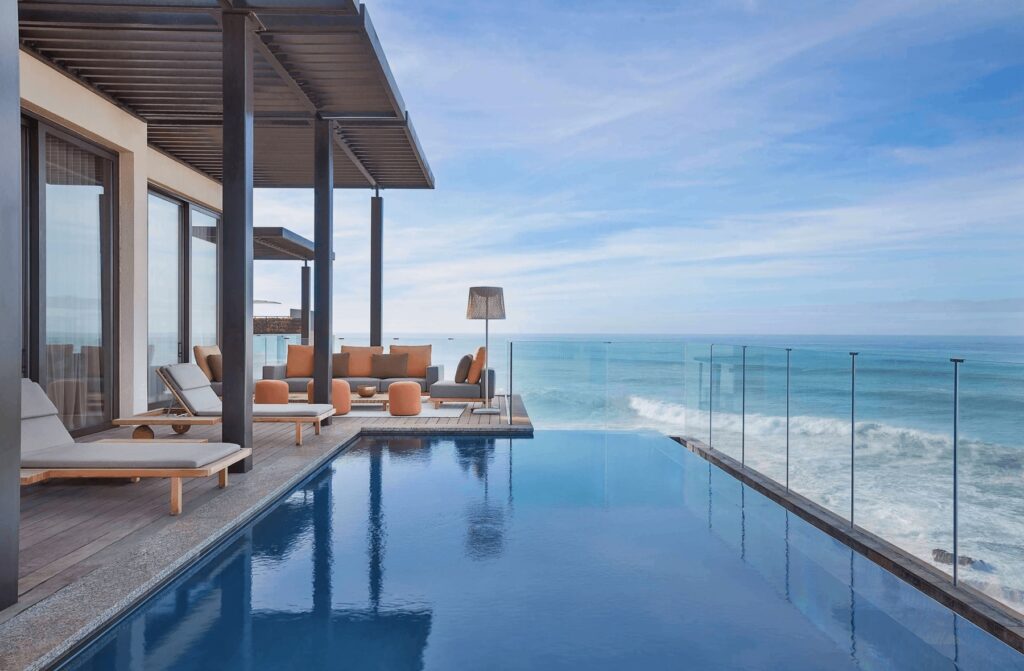 The oceanfront pool at one of the best luxury hotels in Rabat