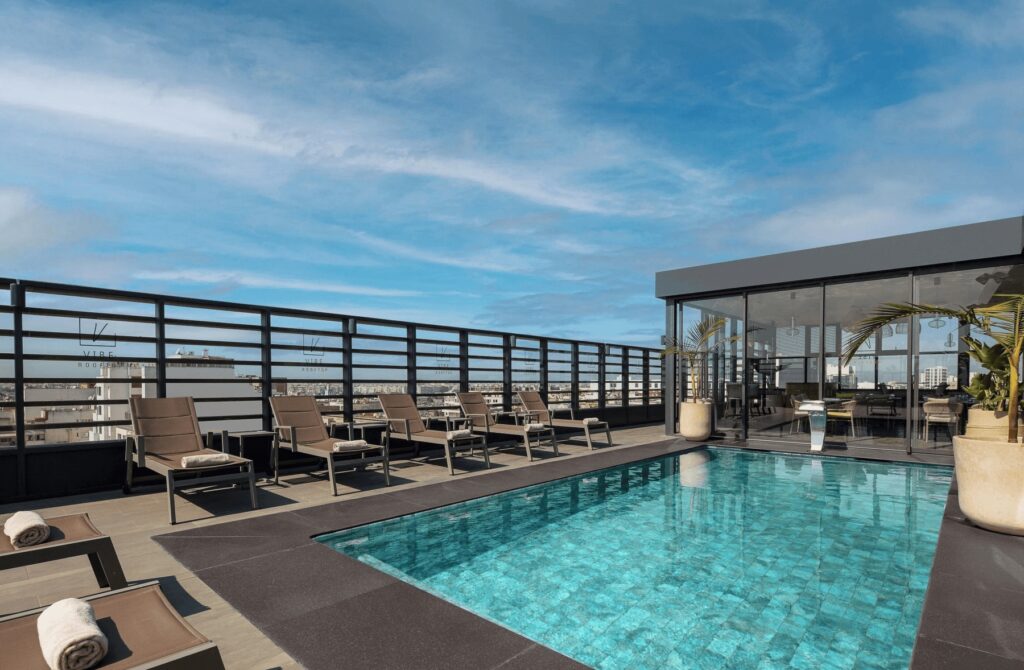 The rooftop hotel at the Courtyard by Marriott Downtown Casablanca