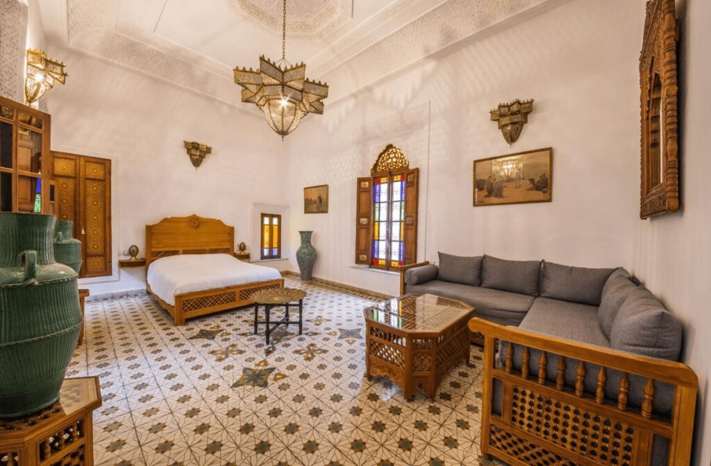 A spacious suite at Dar Dalila, one of the best budget riads in Fes