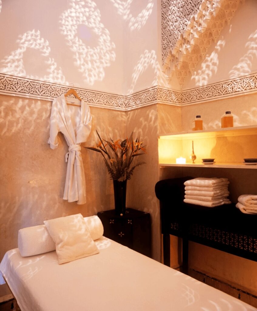 One of the spa treatment rooms at Dar Les Cigognes in Marrakech