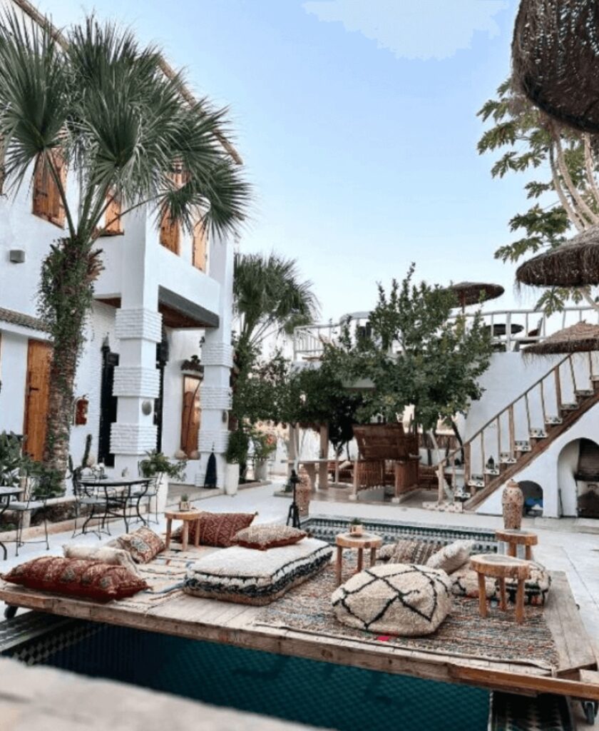 Whitewashed buildings surround the pool at one of the best hotels in Taroudant