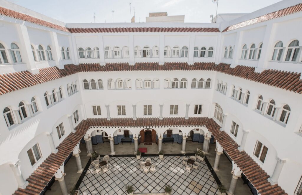 The Andalusian patio at El Minzah Hotel in Tangier
