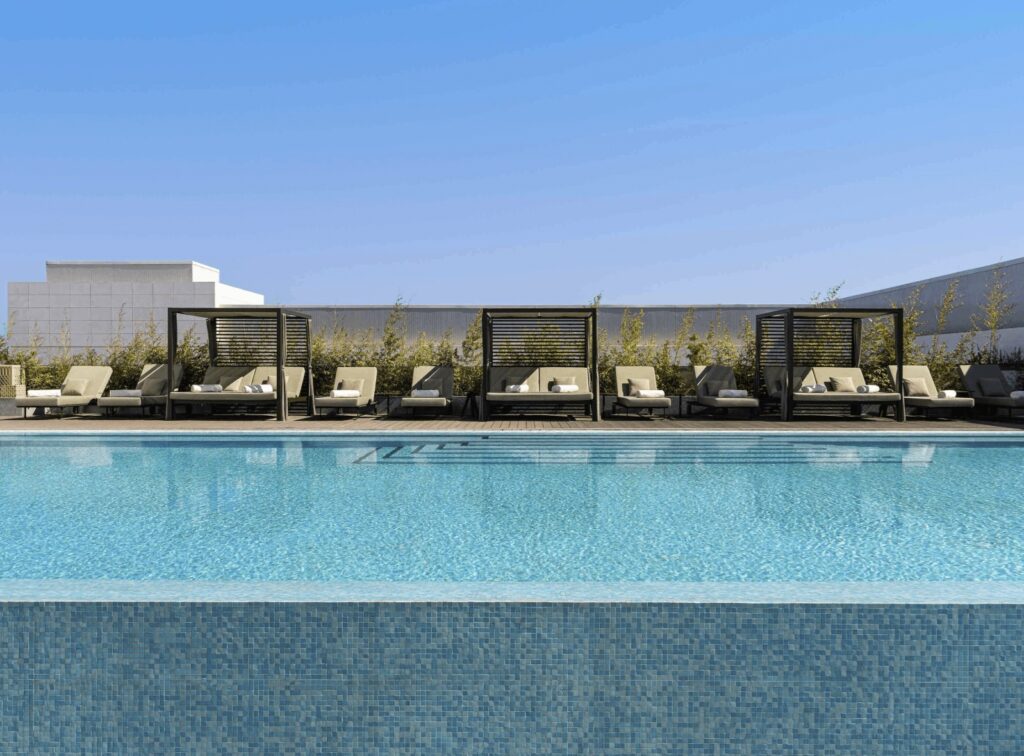 Cabanas beside the swimming pool at one of the best hotels in Rabat