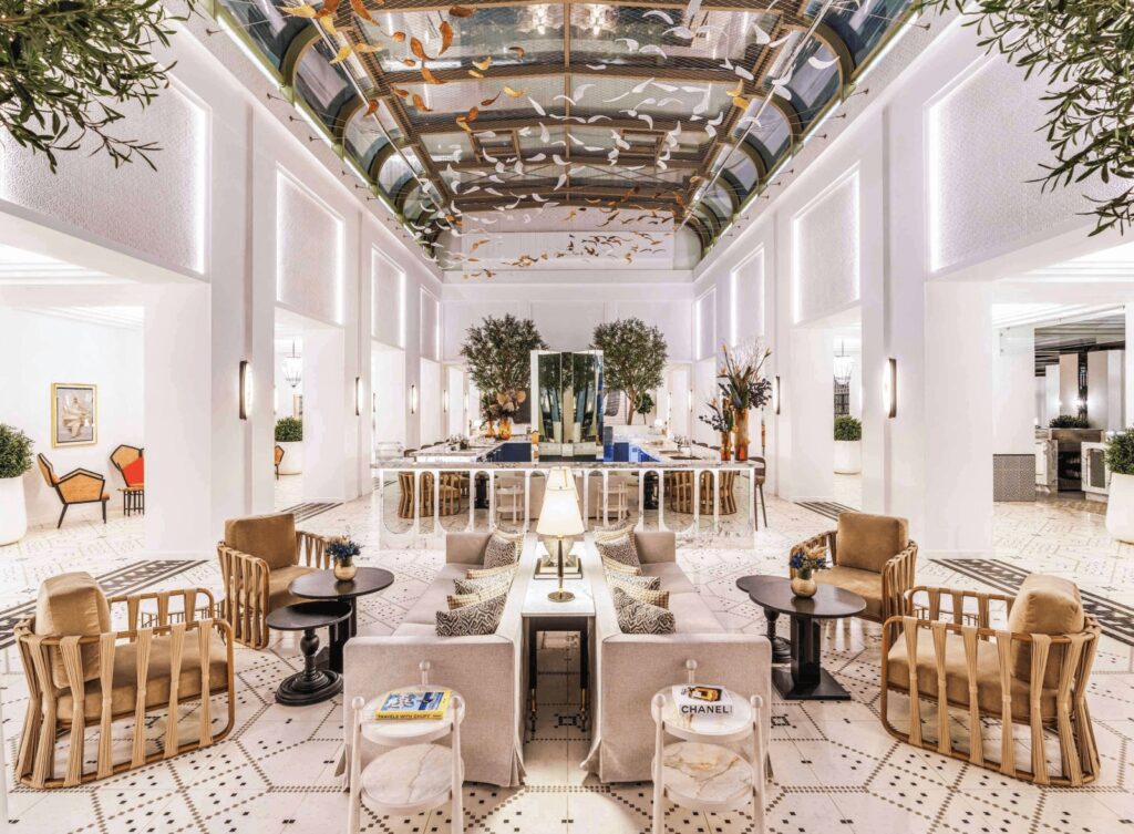 An eclectically decorated lounge at the Fairmont La Marina Rabat-Sale, one of the best luxury hotels in Rabat