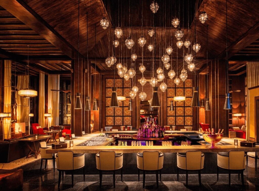 A stylish restaurant at a luxury golf hotel in Marrakech