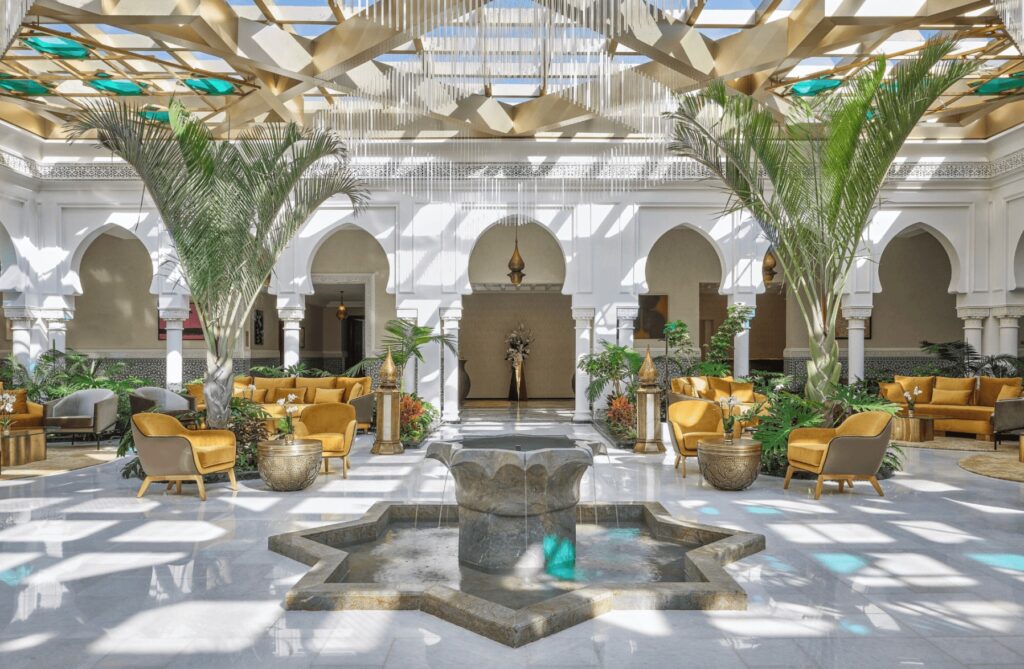 A courtyard at one of the best hotels in Rabat with a pool for 2025