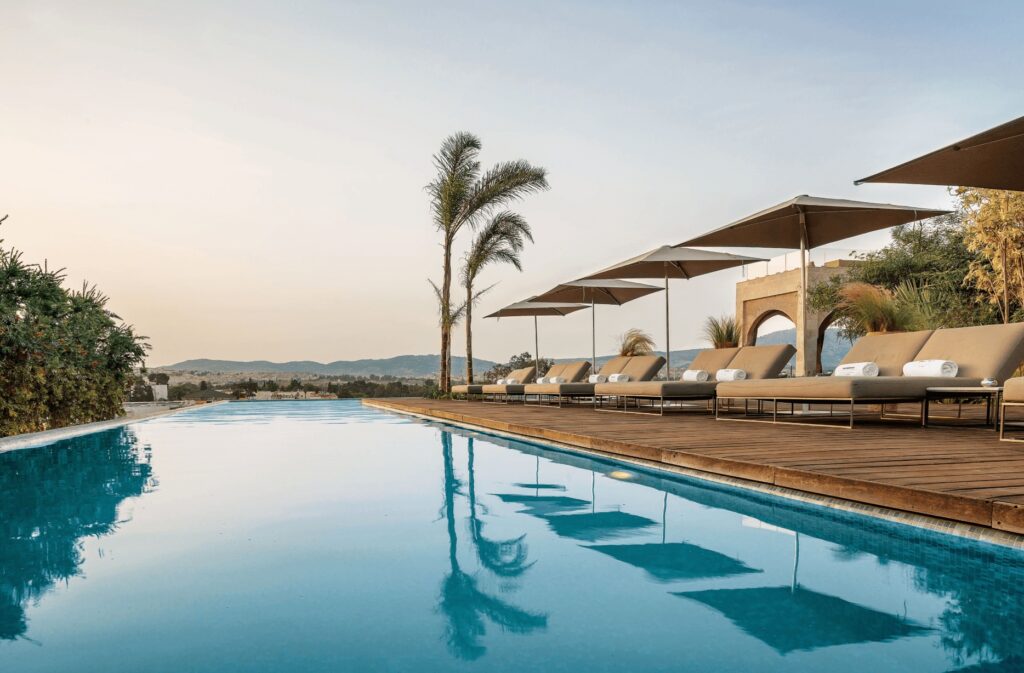 A swimming pool at one of the best luxury hotels in Fes