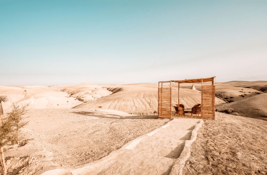 Spectacular desert scenery at one of the best luxury camps in Agafay