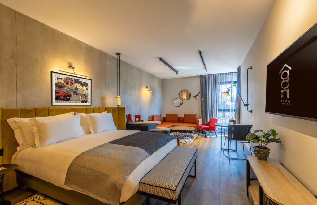 One of the colourfully decorated suites at Kaan Casablanca