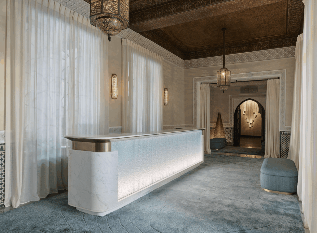 The entrance to the luxurious spa and hammam at La Mamounia in Marrakech