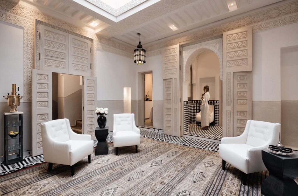 The opulent spa and hammam at Le Farnatchi, one of the best hotels with a hammam in Marrakech
