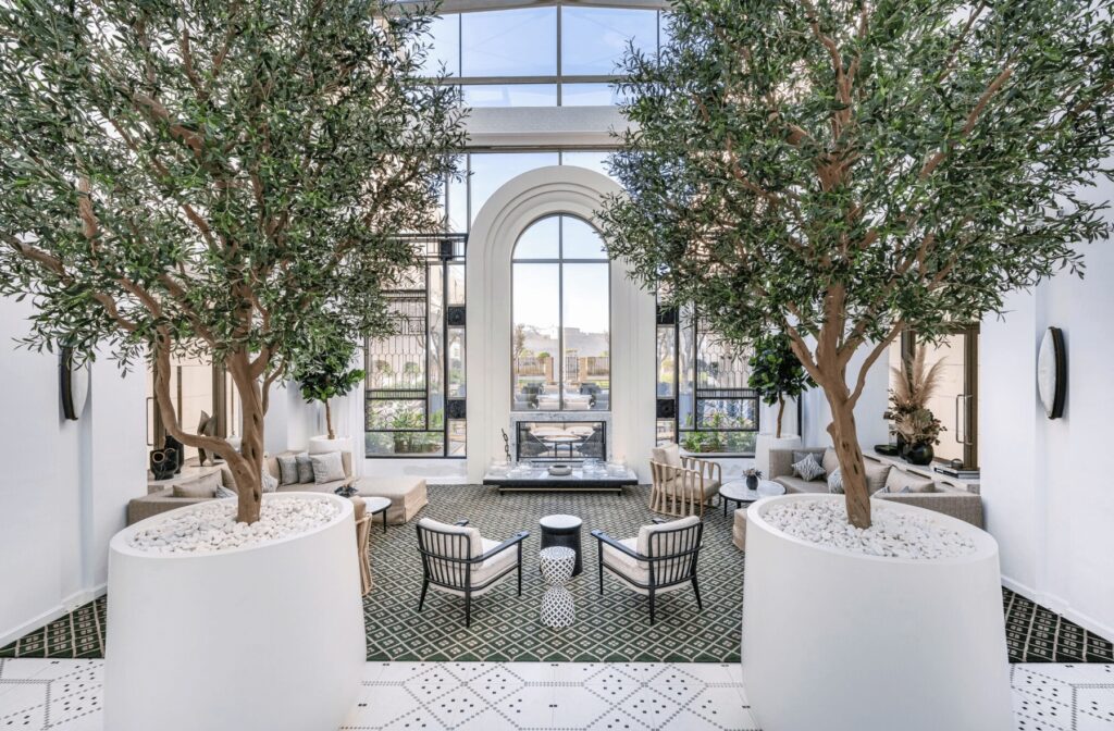 The whitewashed interior of one of the best luxury hotels in Rabat