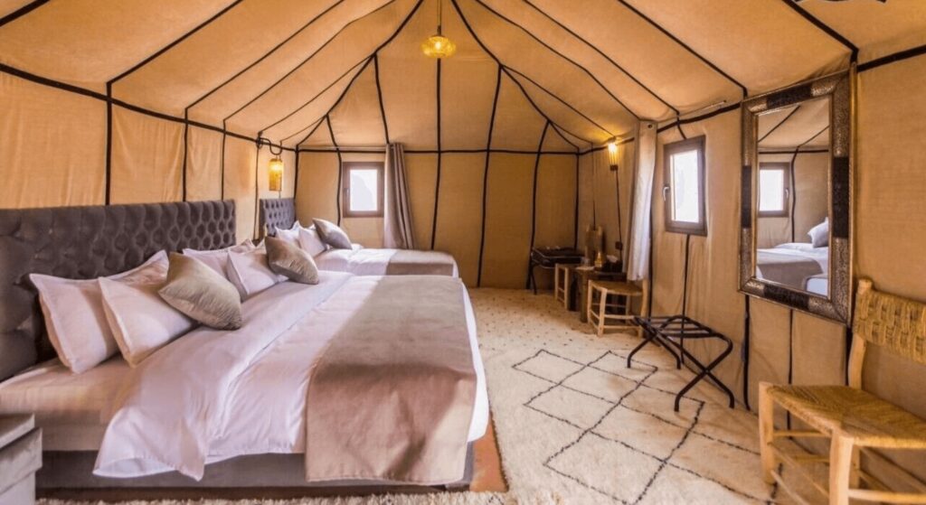 Best Sahara Desert camps in Erg Chebbi - One of the luxurious tents at Merzouga Spirit Luxury Camp