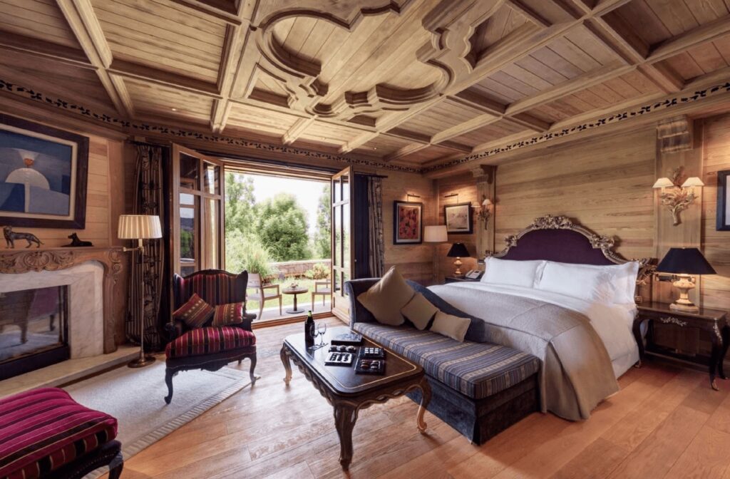One of the alpine-inspired rooms at one of the best hotels in the Atlas Mountain