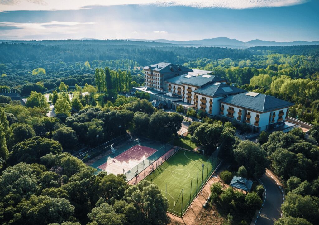 An elevated view of the tennis courts at one of the best places to stay in Ifrane