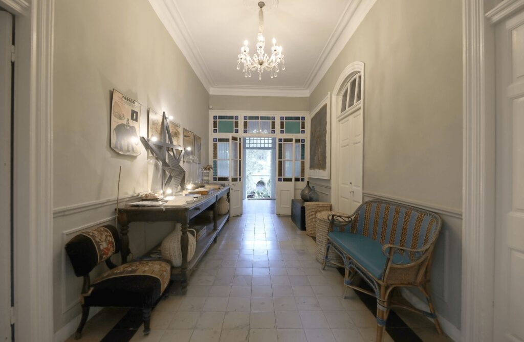 The stylish entrance hall at Mimi Calpe - a luxury boutique hotel in Tangier 