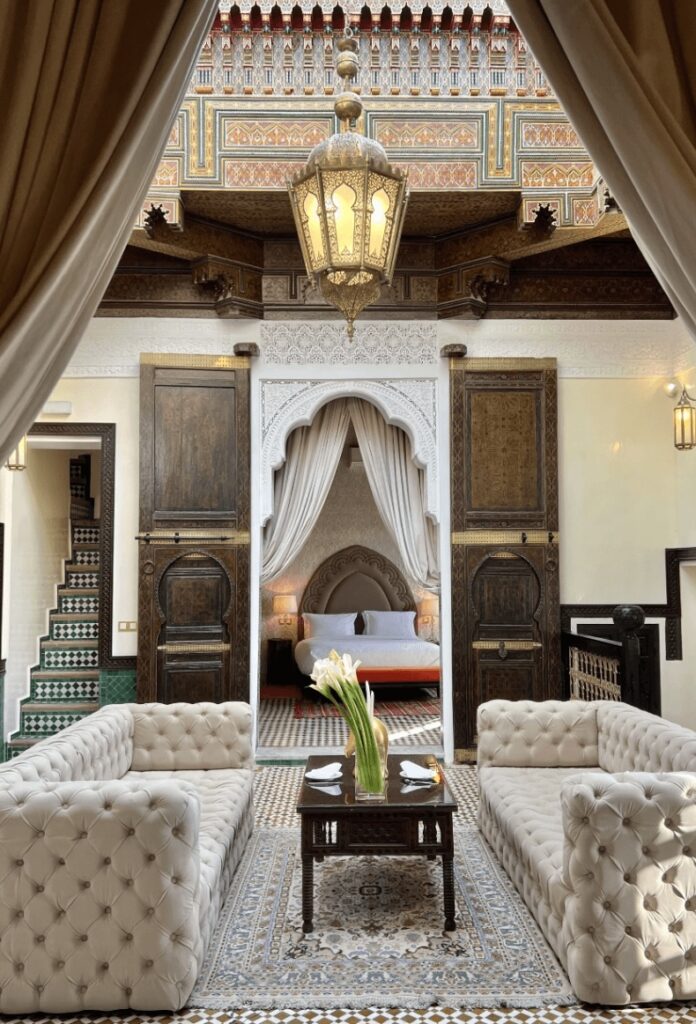 A luxurious suite at a boutique riad in Fes