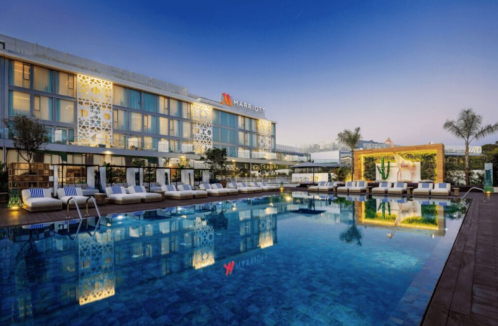 An outdoor pool at a mid-range Rabat hotel