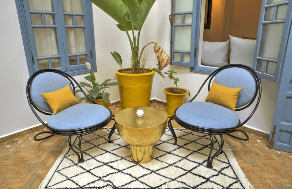 One of the charming seating areas at Riad Amaris in Rabat 
