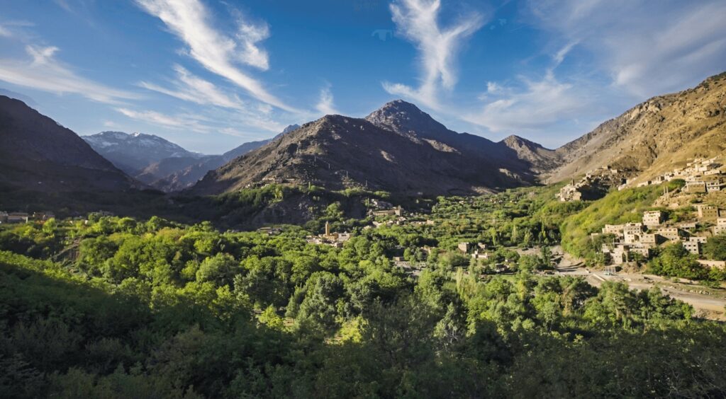 Panoramic views across Toubkal National Park from Riad Atlas 4 Seasons, one of the best hotels in Imlil