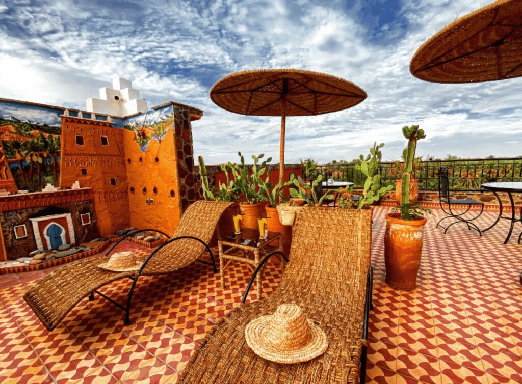 Sun loungers on the terrace at Riad Chay & Boutique in Ouarzazate (photo courtesy of Expedia)