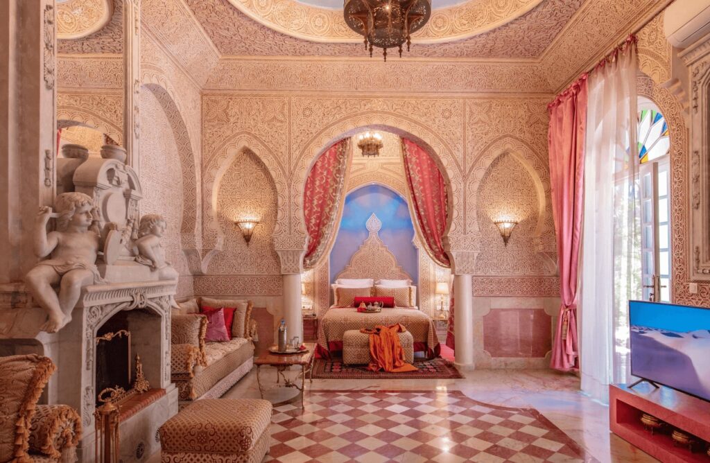 One of the luxuriously appointed suites at Riad Dar El Malaika in El Jadida