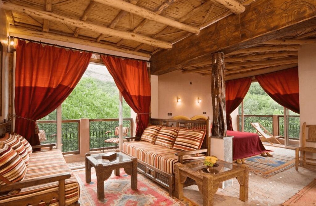 A traditionally decorated suite at one of the best hotels in Imlil