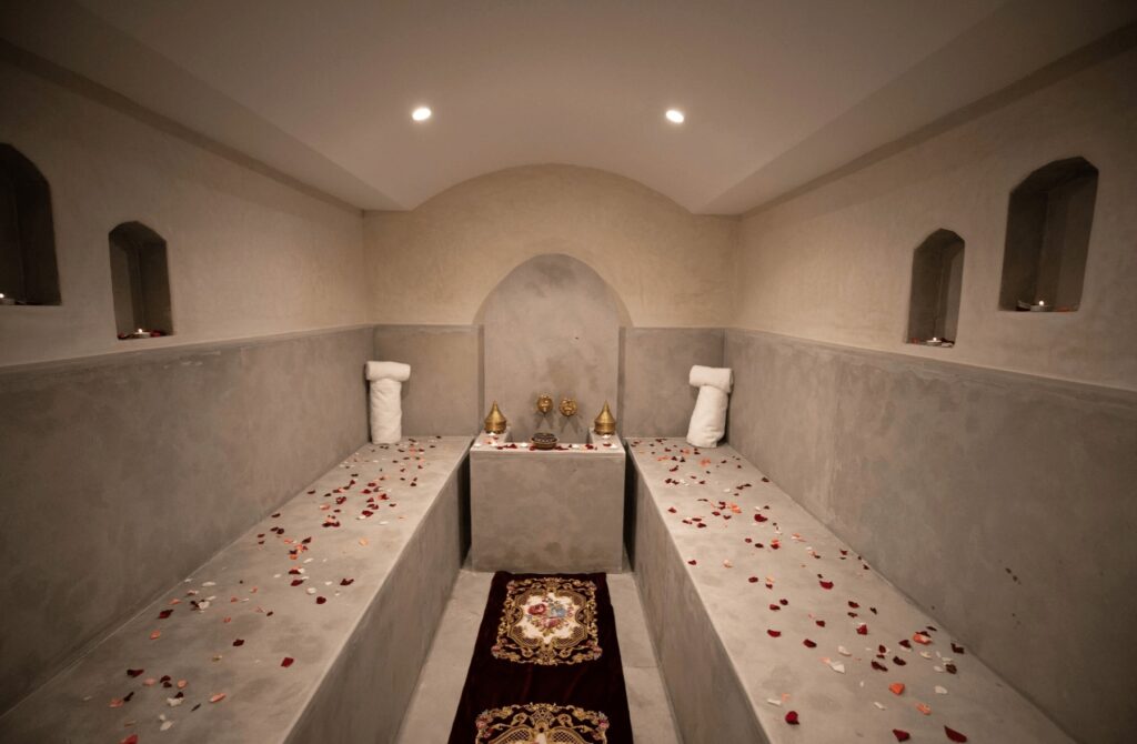 The private hammam at Riad Fes Ziyat, one of the best hotels in Fes with hammams